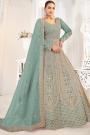 Sky Blue Net Embroidered Anarkali Dress With Dupatta