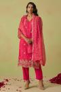 Pink Organza Silk Embroidered Kurta Set