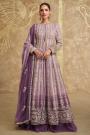 Lilac Georgette Embroidered Anarkali Dress With Skirt