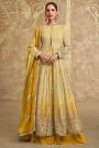 Yellow Georgette Embroidered Anarkali Dress With Skirt