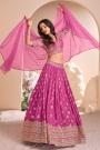 Pink Silk Embroidered Lehenga Set