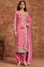 Blush Pink Jacquard Silk Embroidered Kurta Set With Chinon Silk Dupatta