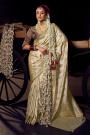 Ivory Tissue Silk Zari Woven & Hand Worked Saree