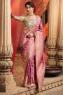 Blush Pink Satin Silk Zari Woven & Embroidered Saree