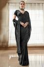 Black Luxe Fabric Hand Embroidered Stunning Saree With Hand Embroidered Blouse