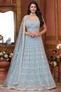 Sky Blue Net Embroidered Lehenga Set