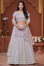 Lilac Net Embroidered Lehenga Set