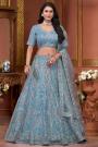 Cornflower Blue Net Embroidered Lehenga Set