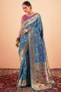 Blue Zari Weaved Paithani Silk Saree