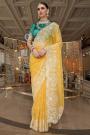 Yellow Tissue Silk Embroidered Saree