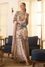 Ivory Crepe Italian Silk Printed & Embroidered Sharara Kurta Set