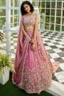 Blush Pink Tissue Silk Embroidered Lehenga Set With Belt