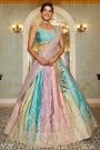 Multicolor Satin Silk Embroidered Lehenga Set