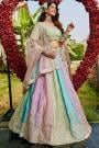 Multicolor Satin Silk Embroidered Lehenga Set