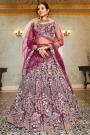 Magenta Pink Net Embroidered Lehenga Set