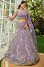 Lilac Net Embroidered Lehenga Set