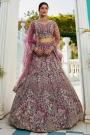 Mauve Pink Net Embroidered Lehenga Set