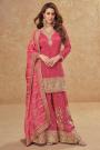 Pink Silk Embroidered Sharara Kurta Set