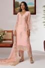 Peach Organza Silk Embroidered & Handworked Kurta Set