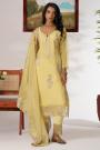 Light Yellow Organza Silk Embroidered & Handworked Kurta Set