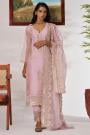 Light Pink Organza Silk Embroidered & Handworked Kurta Set