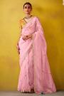 Blush Pink Tissue Silk Embroidered Saree With Stylish Blouse