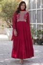 Deep Pink Georgette Embroidered Anarkali Dress With Dupatta