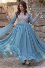 Sky Blue Georgette Embroidered Anarkali Dress With Dupatta