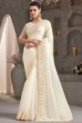 Ivory Chiffon Embroidered Saree