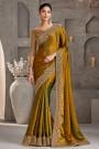 Mustard Chiffon Embroidered Saree