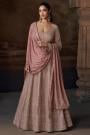 Blush Pink Silk Embroidered Anarkali Dress With Georgette Dupatta