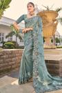 Deep Sea Green Organza Silk Embroidered Saree