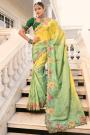 Lemon Yellow Green Crepe Zari Woven & Embroidered Saree