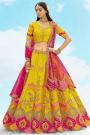 Mustard Gold Silk Embroidered Lehenga Set