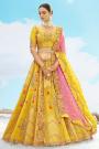 Yellow Silk Embroidered Lehenga Set