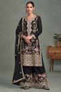 Black Chinon Silk Embroidered Kurta Set