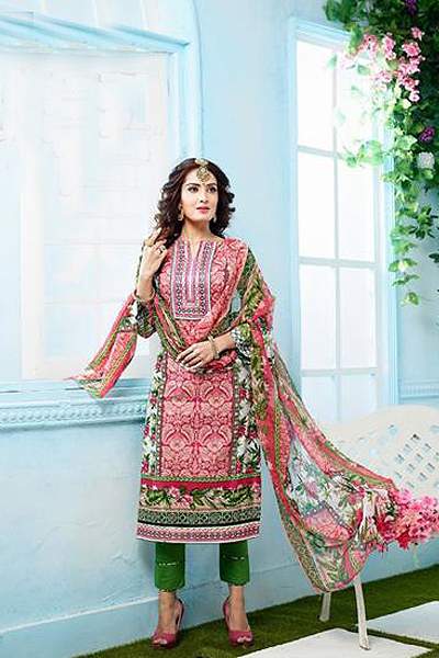 Buy Beautiful French Rose Casual Wear Printed Cotton Straight Cut Indian Salwar Kameez Online Like A Diva