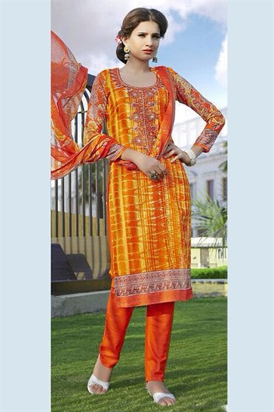 Tangelo Color Printed Pure Cotton Salwar Kameez